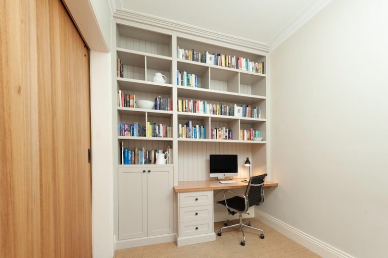 Custom Study Desk with fitted shelving