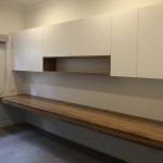 Custom fitted desk and cupboards