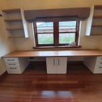 Custom fitted desk and shelves