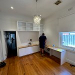 Corner Desk and Wall Mounted Shelving