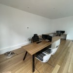 Custom Zebra timber with black steel base executive desk