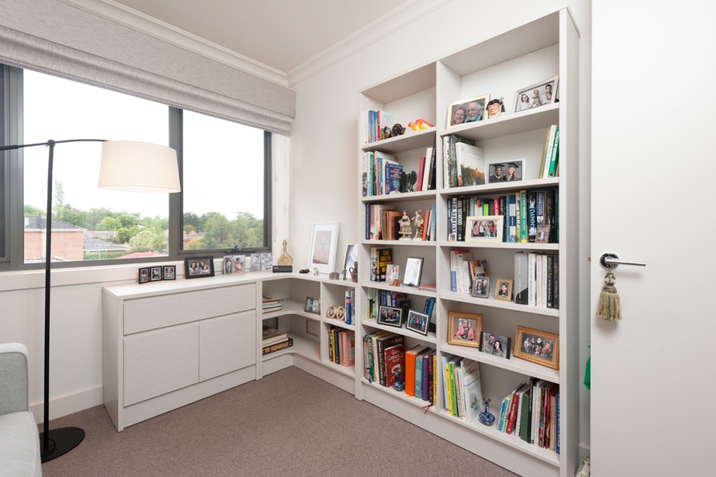 Corner White Bookcase and Buffet C 141
